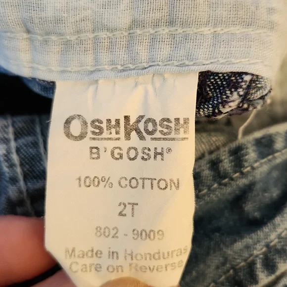 Vintage OshKosh Denim Overalls B'Gosh Vestback Jeans Honduras 2T 90's - Picture 7 of 11